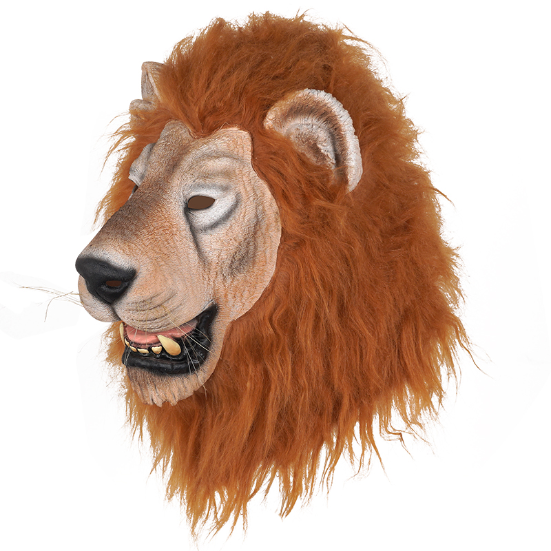 The head of a male lion, with thick mane, is imposing and lifelike. Specification image
