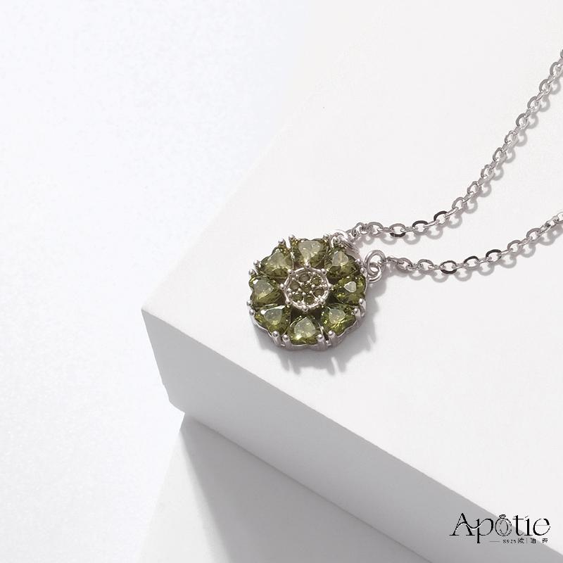 APOTIE Pure Silver May Pomegranate Flower Birthstone Necklace Item Picture