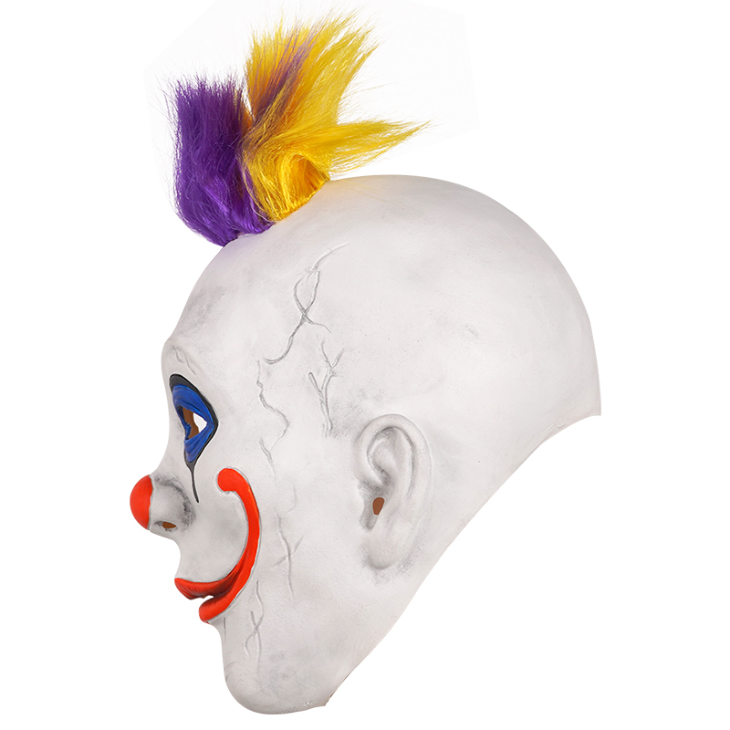 The eerie clown mask has sparked heated discussions. The colorful hairstyle and tearful makeup are extremely terrifying. It's a popular Halloween prop. Item Picture