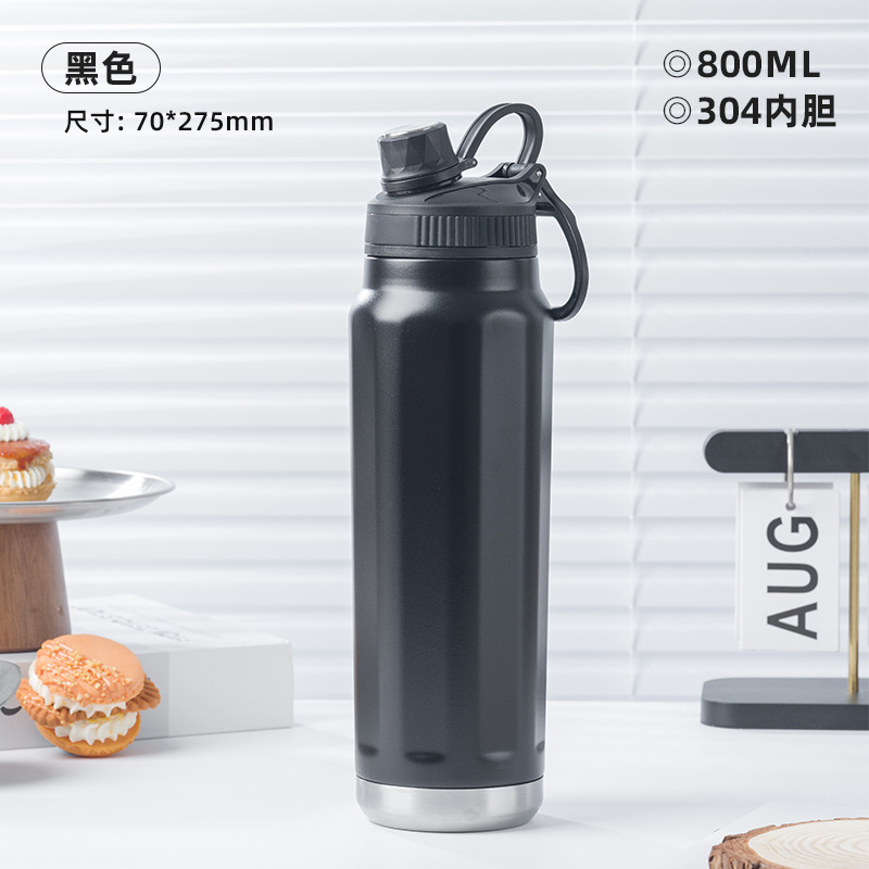 Cross-border 304 stainless steel vacuum insulated cup, large-capacity space pot, outdoor portable fitness simple sports water bottle Item Picture