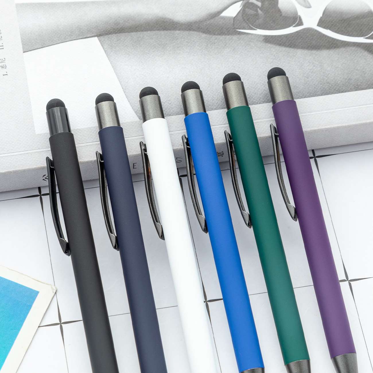 触屏喷胶金属圆珠笔按动办公文具触屏笔商务礼品笔广告礼品笔可做logo详情图7