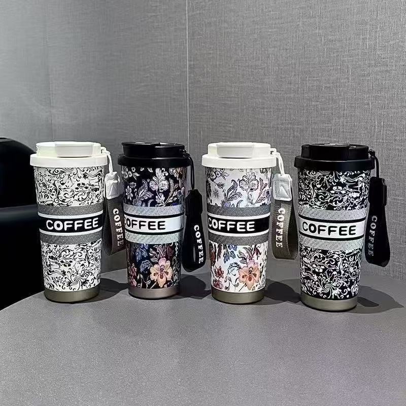 316 coffee cup, Lily of the valley insulated cup, student high appearance level travel cup, car double-drinking straw water cup customization Specification image