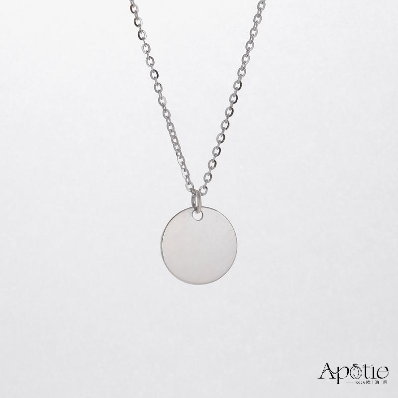 APOTIE pure silver simple and versatile round tag Specification image