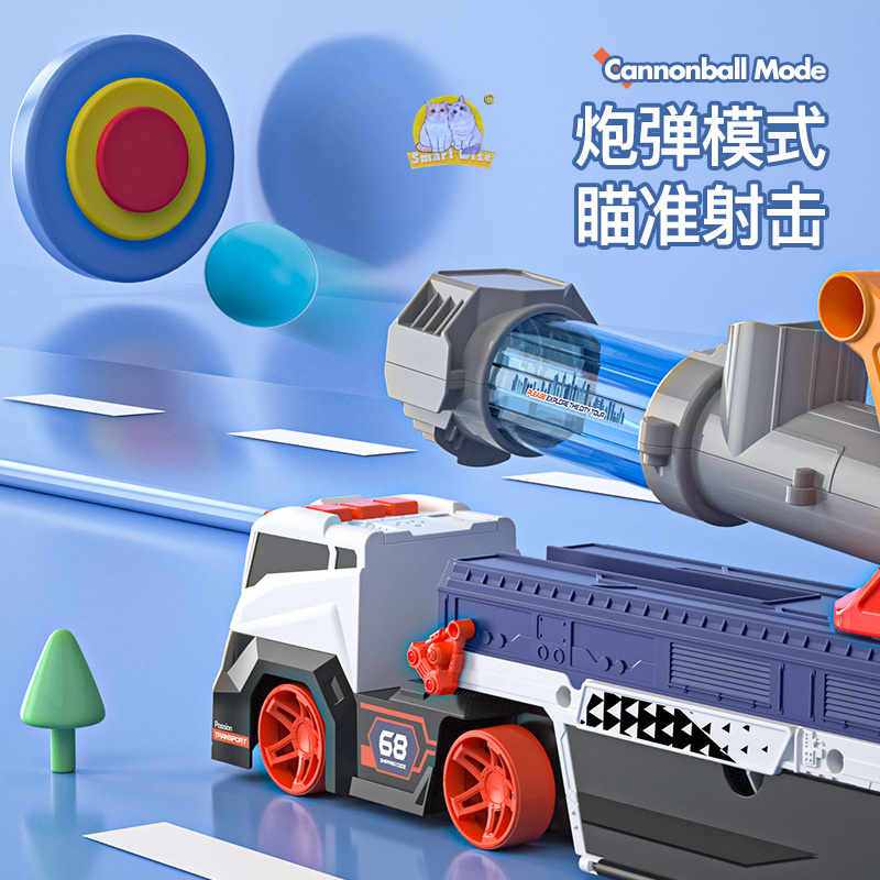 Cross-border children's urban projectile transport vehicle, boys' toy missile launch, deformed track storage, large truck details Picture