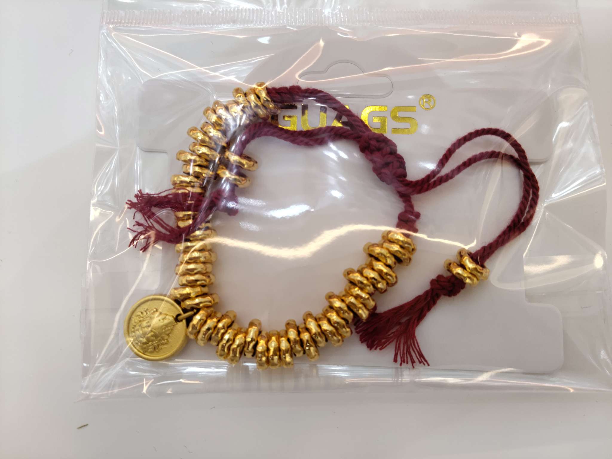 Ancient-style sand gold red string bracelet