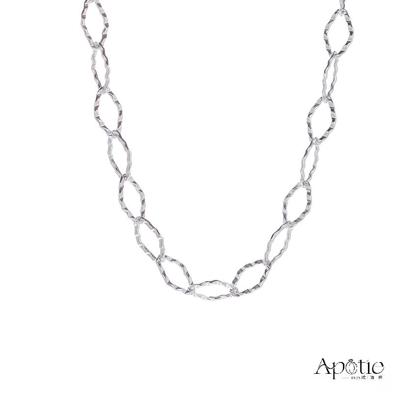 APOTIE sterling Silver rhombic corrugated necklace