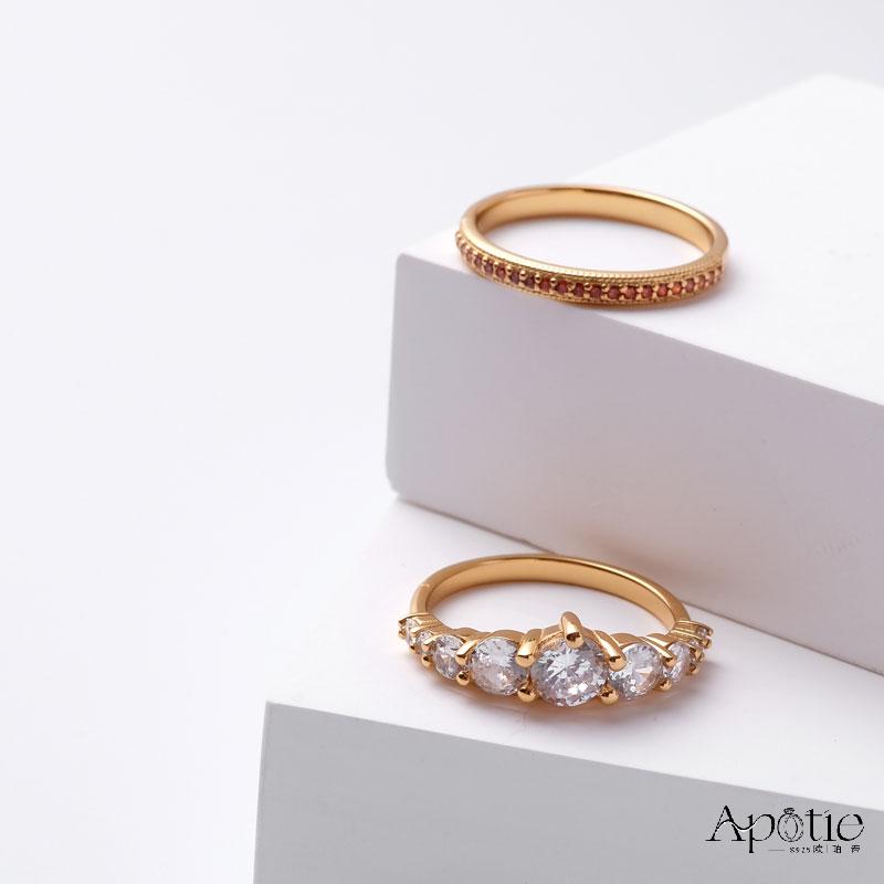 APOTIE pure silver crown Stacked ring