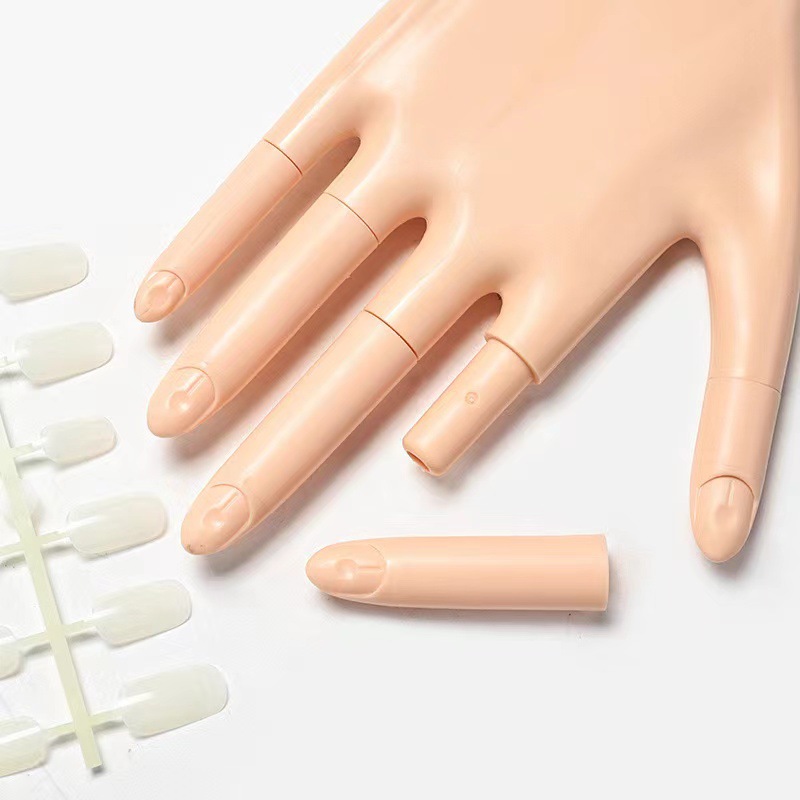 The new detachable practice prosthetic hand for nail art is made of silicone with movable palm and fingers and nail plates Specification image