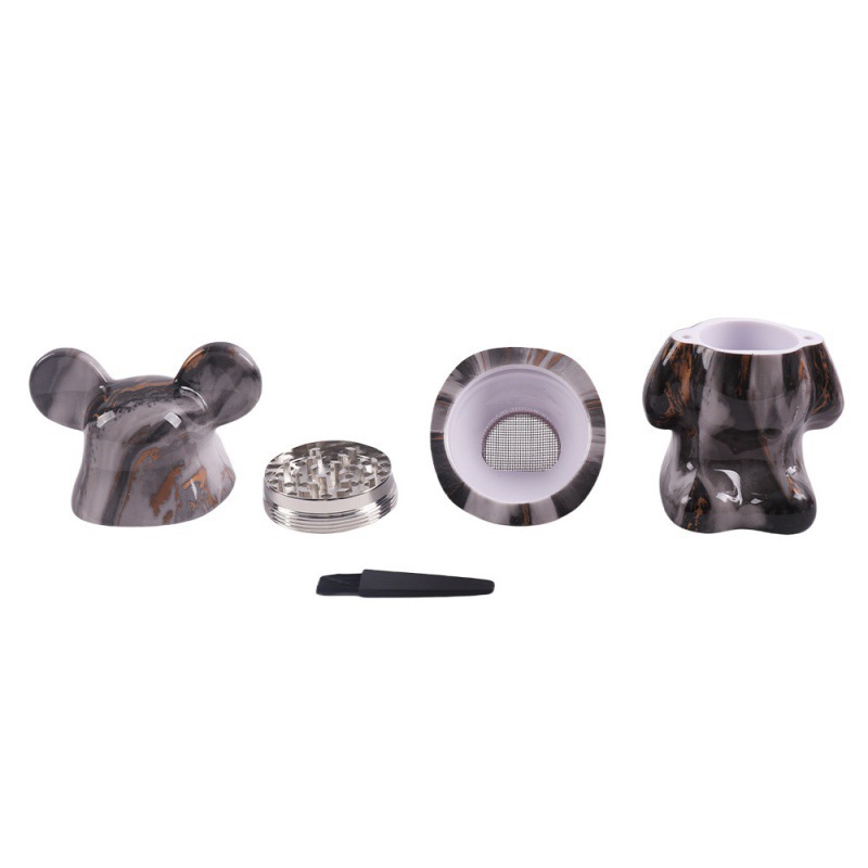 新品流体熊磨烟器 四层水转印暴力熊锌合金工艺品研磨器批发详情4