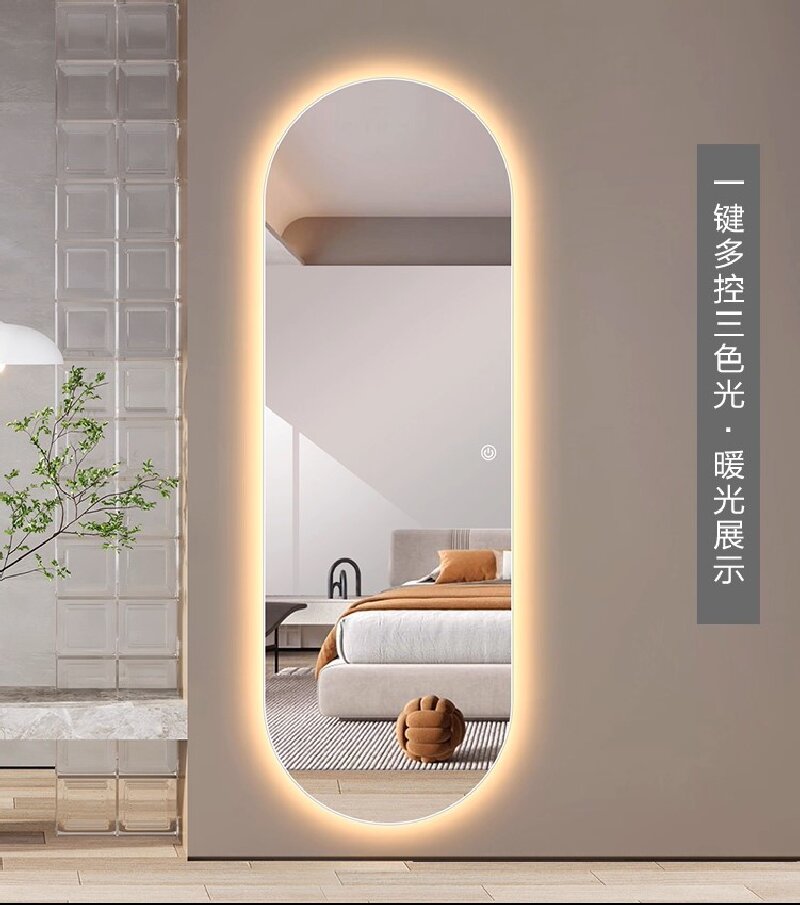 椭圆无框智能LED穿衣灯镜家用全身镜壁挂壁玄关无边镜