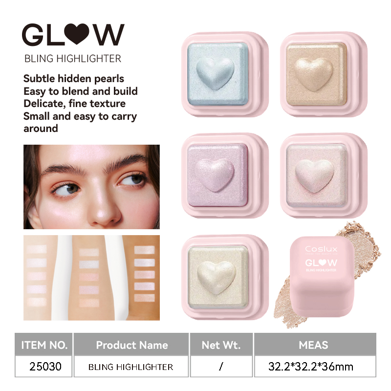 The high-gloss contouring and brightening facial beauty square features high-gloss pearl particles that are easy to blend and stack. With a fine and smooth texture, it is compact and convenient to carry. It is a touch-up wonder for high-gloss modification and brightening