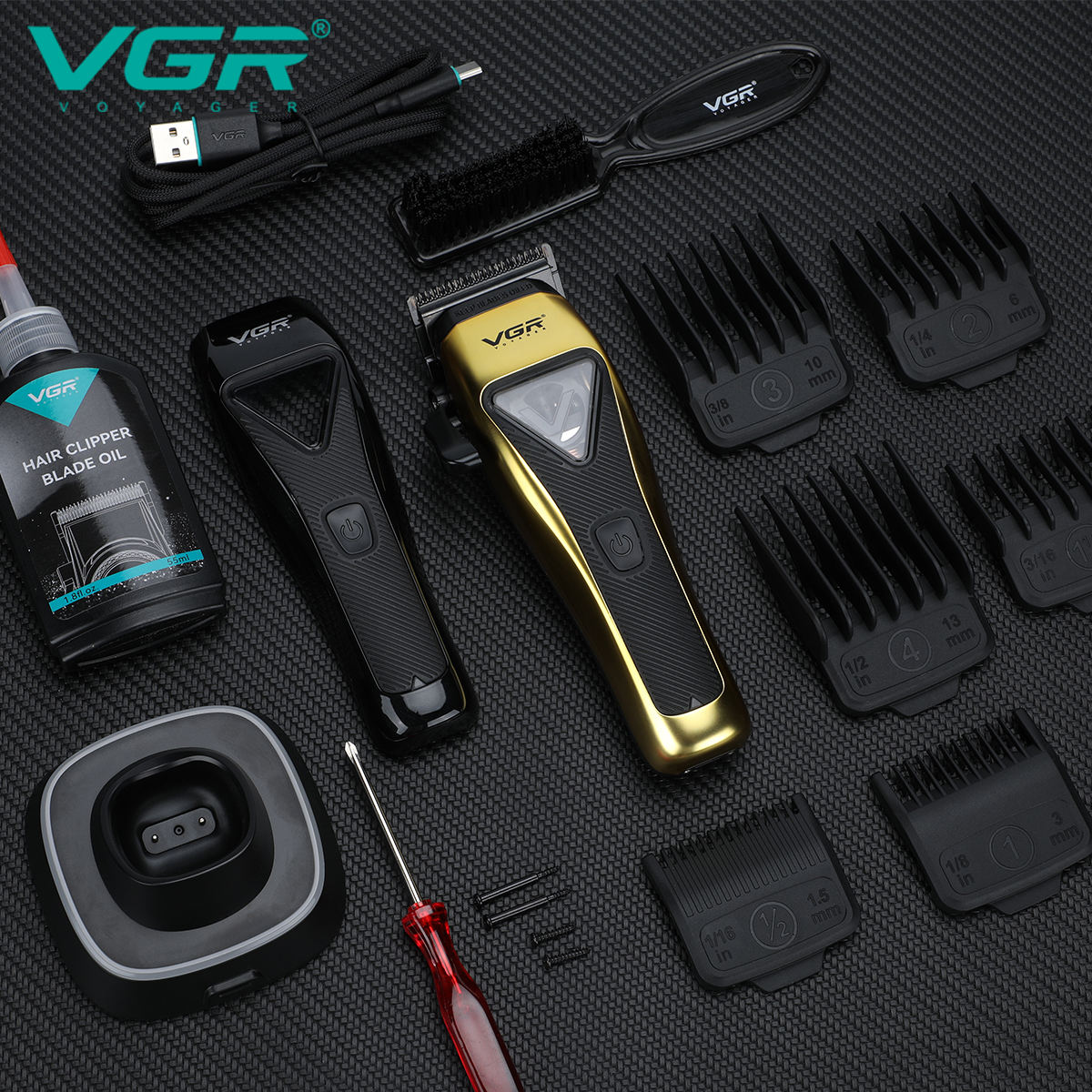 VGR Woji 015 motor external display comes with a panel gift box, professional electric clipper, USB charging gift hair clipper details Picture