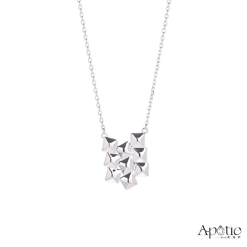APOTIE Pure Silver metal block patchwork necklace