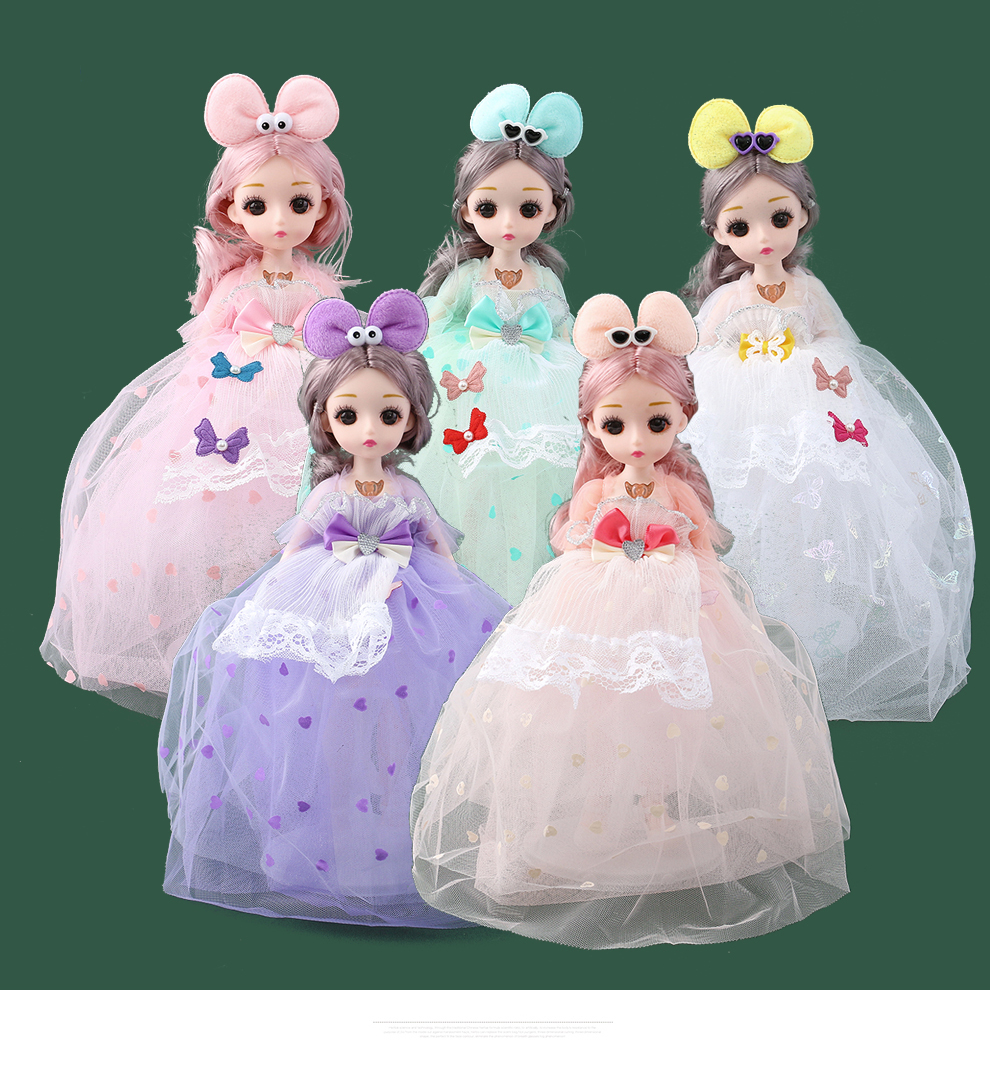 Cross-border bow wedding dress doll, ice and snow princess, children's toy, girl gift, doll, with movable hands and feet
