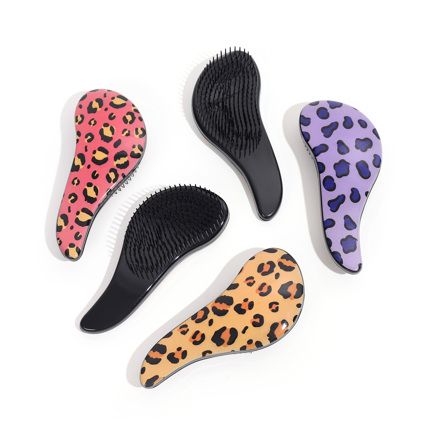 Baihe Cross-border Comb, leopard print plastic hair massage comb, dry and wet dual-purpose non-knotting comb, hair care wonder, hair smoothing comb, massage comb Specification image