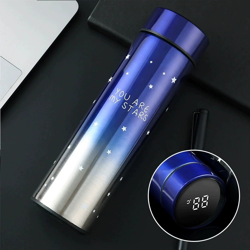 Intelligent temperature measurement thermos cup, gradient color cup, 304 stainless steel creative cup, engraved gift cup, creative intelligent water cup, temperature display cup, new 304 stainless steel thermos cup, gift business cup, customized straight cup Item Picture