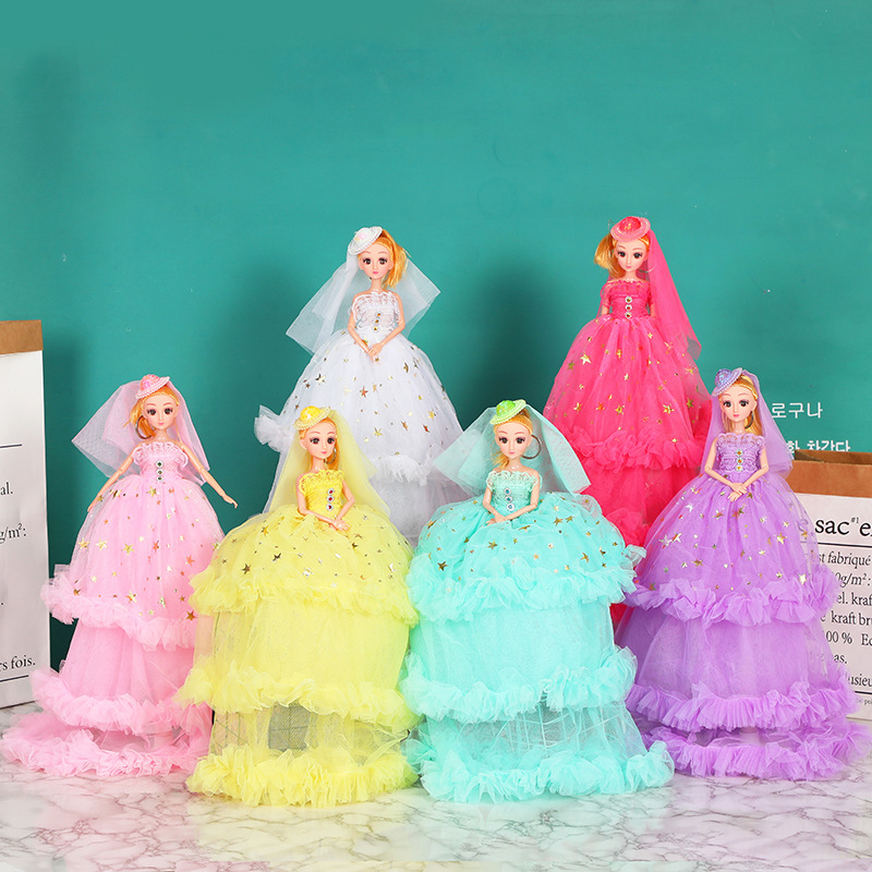 New street stall doll, golden five-pointed star, three-layer wedding dress, Western-style dress, princess doll, 50 cm oversized Barbie girl
