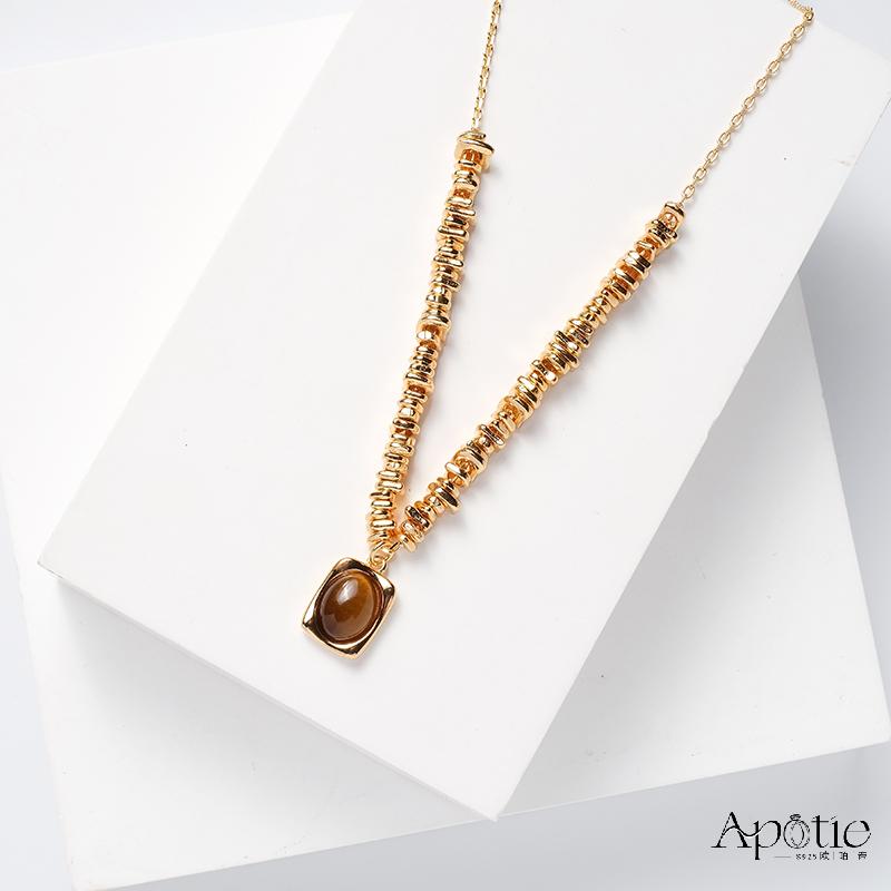 APOTIE Silver Silver Orange-red Agate Necklace details Picture