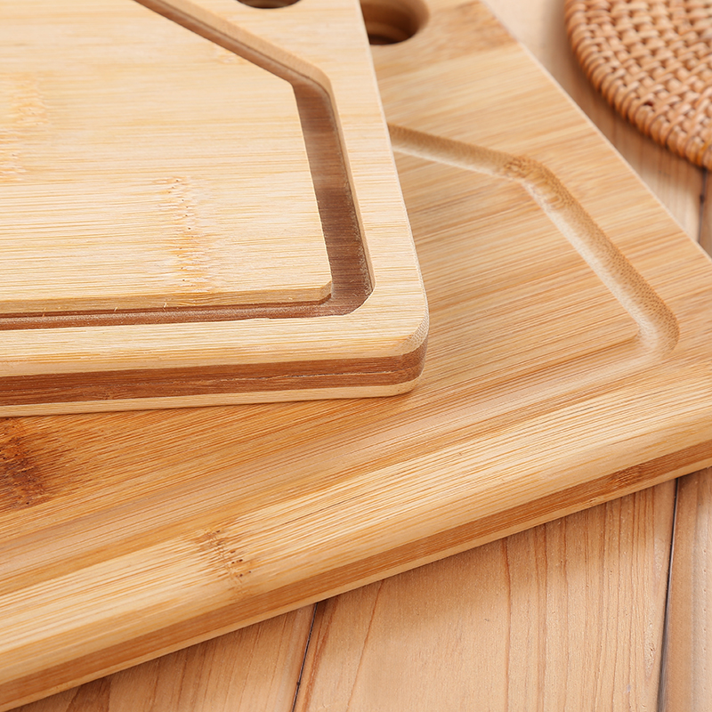 Nanzhu household kitchen vegetable cutting board, square bamboo and wood cutting board, travel grooved fruit cutting board, portable small cutting board Specification image