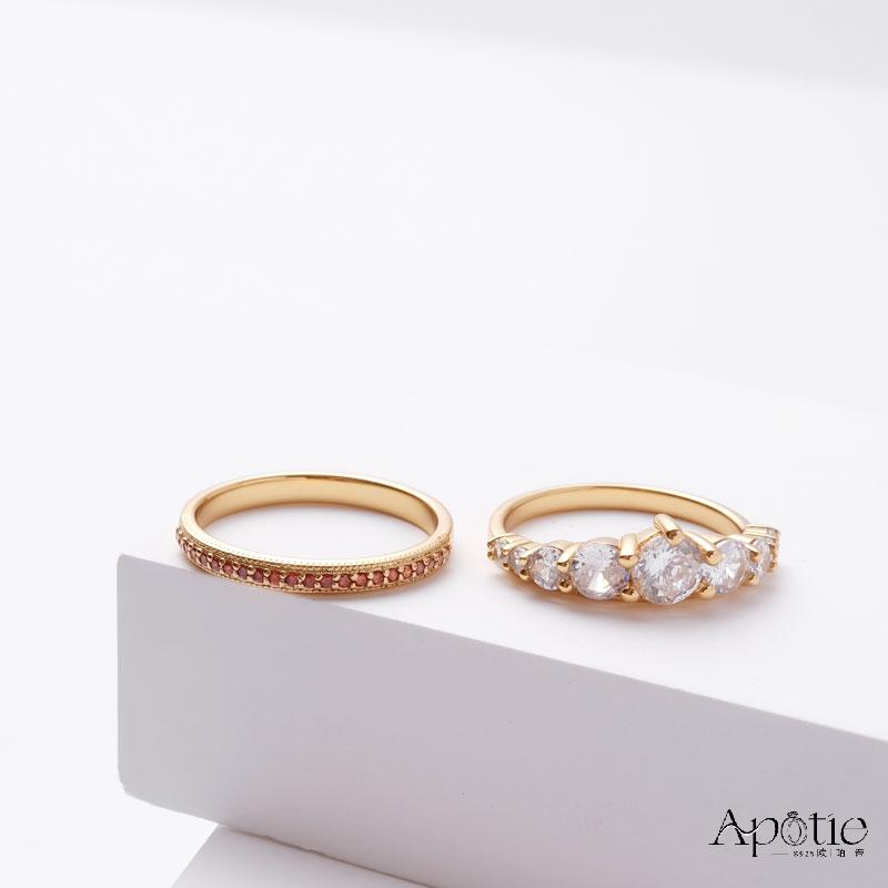APOTIE pure silver crown Stacked ring details Picture