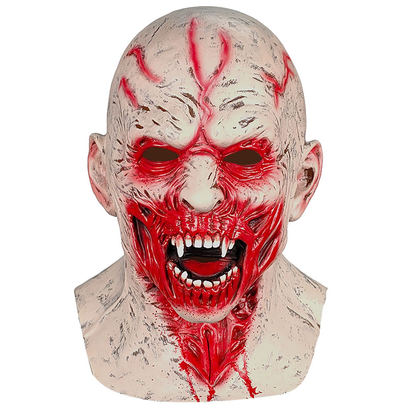 A terrifying mask makes a thrilling appearance, with a blood-torn face that shakes the eyes. It's a must-have item for Halloween.