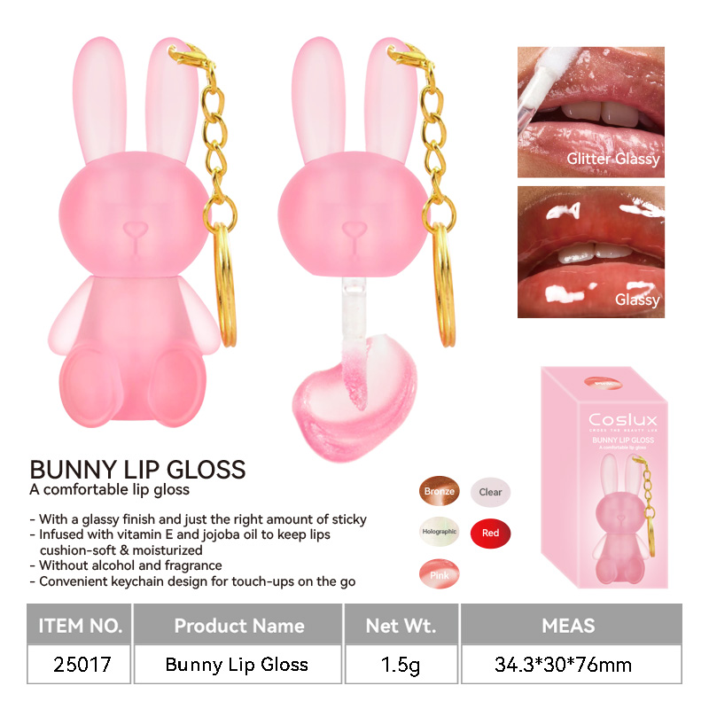 Rabbit Lip Gloss is a comfortable lip gloss with a glassy luster and just the right amount of stickiness. It contains vitamin E and jojoba oil to make your lips soft and moist. It is alcohol-free and fragrance-free. It is a lip beauty lip gloss lipstick