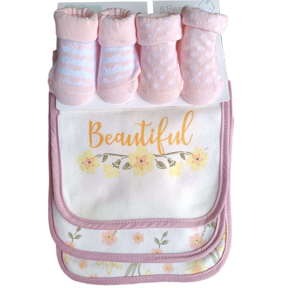 婴儿围兜袜子组合套装印花绣花款长方围兜口水巾可爱漂亮