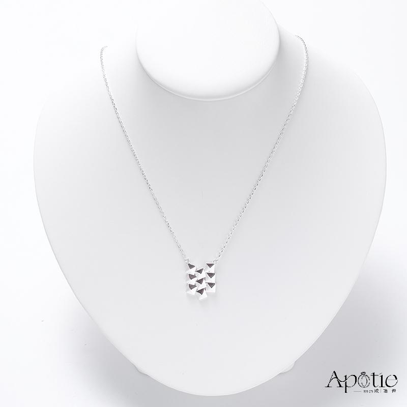 APOTIE Pure Silver metal block patchwork necklace Item Picture