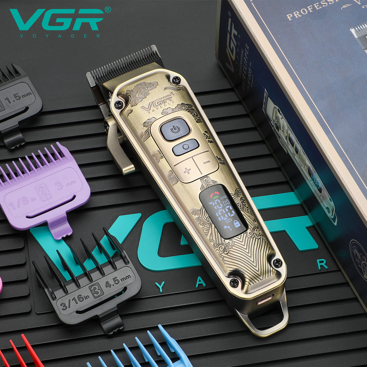 VGR Woji 005 Retro metal LCD display oil head electric clipper USB Hair Salon home Hair Clipper Item Picture