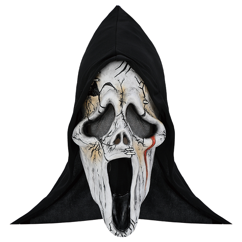The terrifying skull mask with a black hood is a must-have Halloween horror outfit. The details are so realistic that they make your hair stand on end. details Picture