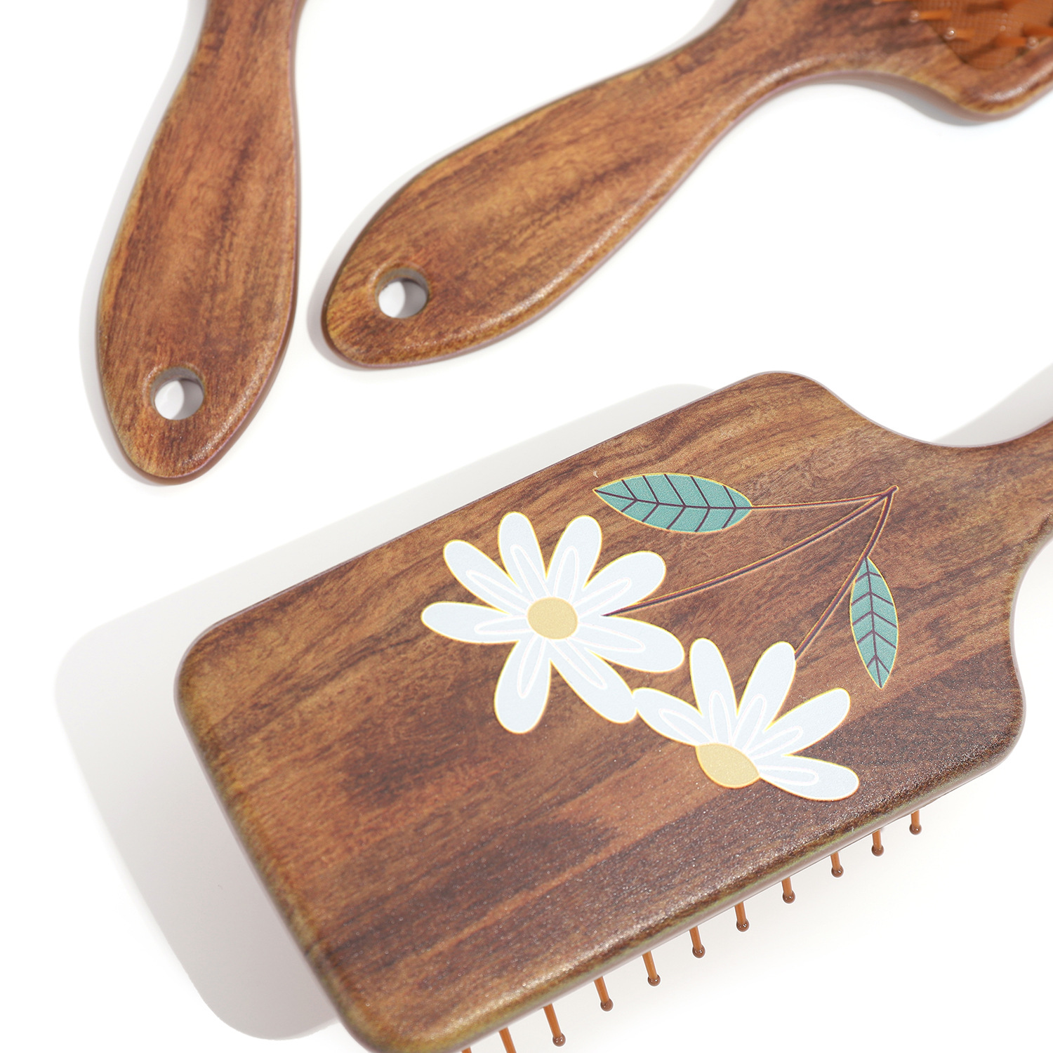 Baihe wood grain wood texture printed multi-functional hair care, hair smoothing, scalp massage without hair damage, hair protection airbag comb details Picture