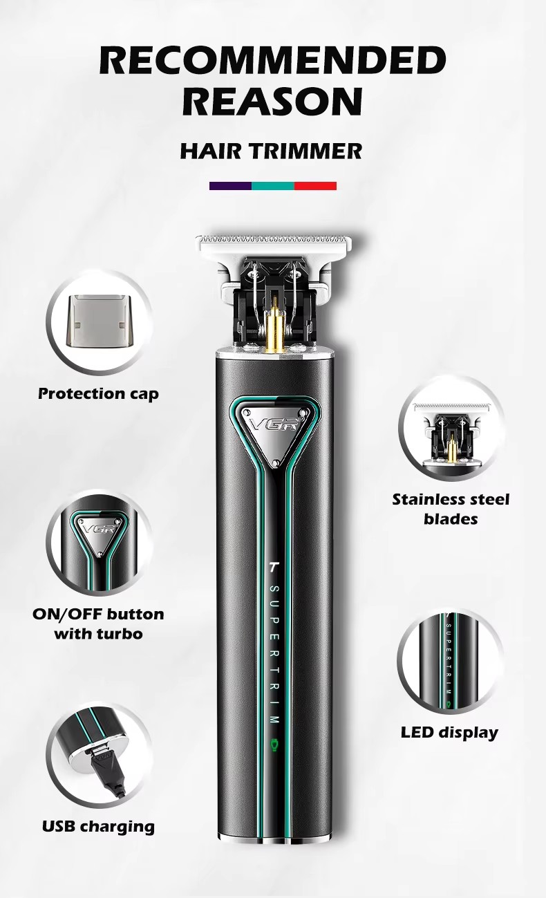 VGR沃吉009金屬小巧電推剪USB發(fā)廊家用造型理發(fā)器詳情4