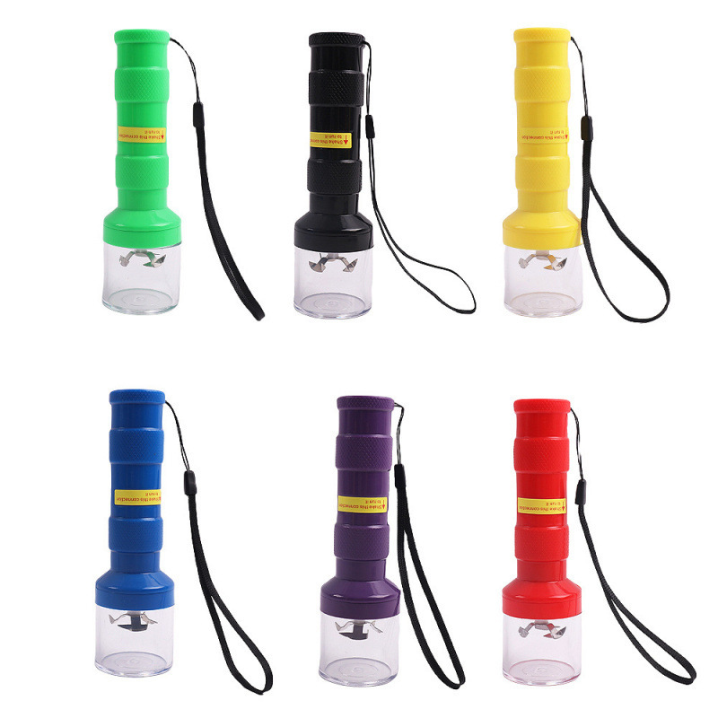 新款马卡龙色手电筒磨烟器 塑料便携刀片大动力电动研磨器细节图