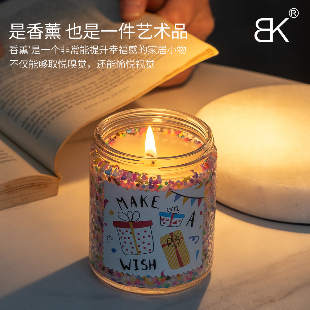 Amazon's Best-Selling Colorful Candy Granule Soy Wax Creative Birthday Gift, Souvenir, Sugar Needle Scented Candle