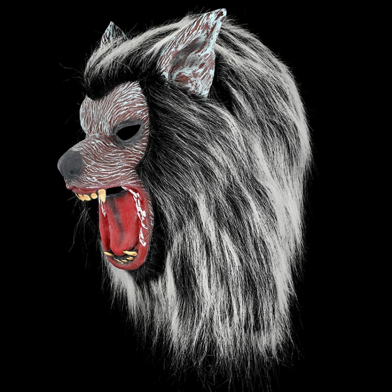 Black Wolf head roars, red lips and sharp teeth create a visually stunning mysterious biological art Specification image