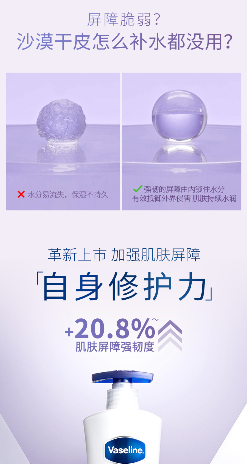 Vaseline/凡士林100ml/200ml/400ml身体乳 肌肤柔嫩焕亮日常密集滋润详情2