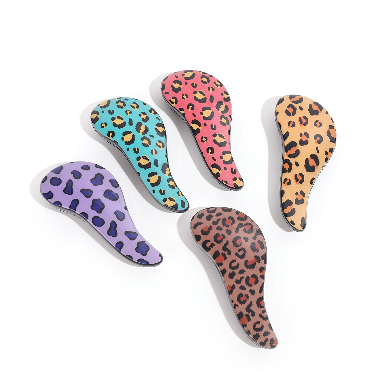 Baihe Cross-border Comb, leopard print plastic hair massage comb, dry and wet dual-purpose non-knotting comb, hair care wonder, hair smoothing comb, massage comb