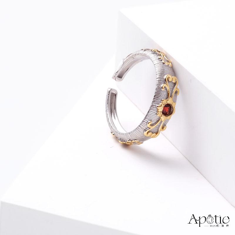 APOTIE Pure Silver Mid-style Flower bud ring details Picture