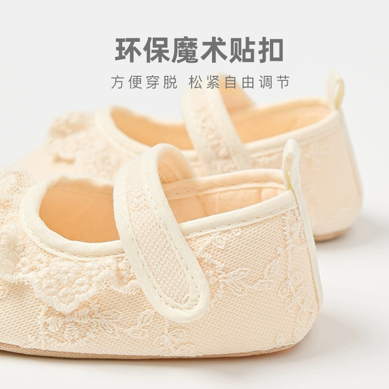 新款婴儿蕾丝花边公主鞋女宝宝软底步前鞋现货婴儿学步鞋