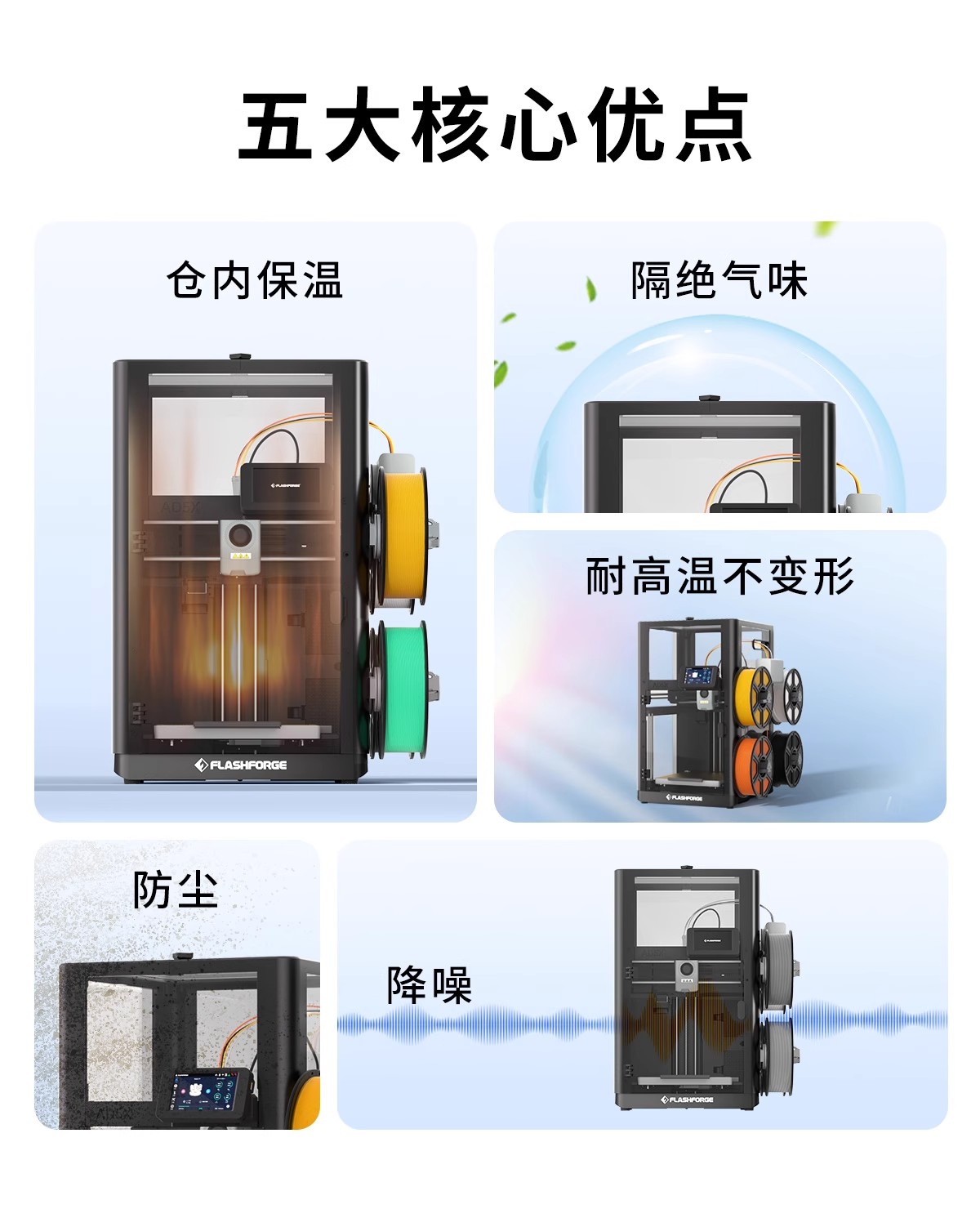 闪铸AD5X高速多色打印全自动调平FDM桌面级简单易用 3D打印机 3Dprinter详情4