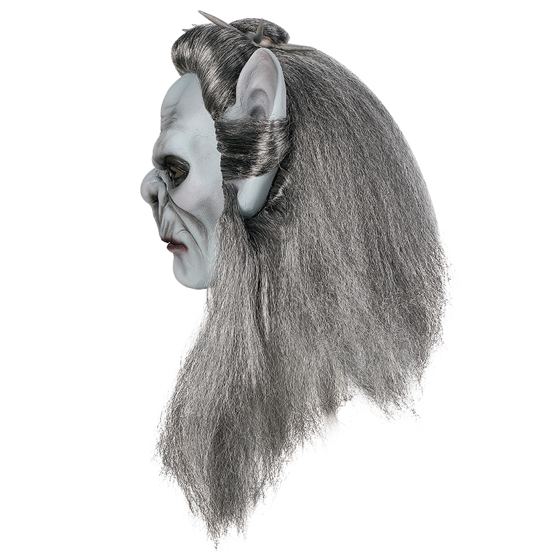 The terrifying demon mask with grey hair, pointed ears and a hideous face is a popular Halloween costume Application Scenario