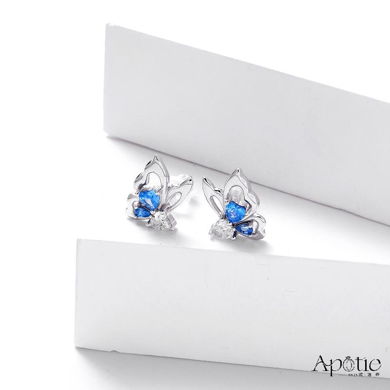 APOTIE欧珀谛蝴蝶海蓝锆石耳钉