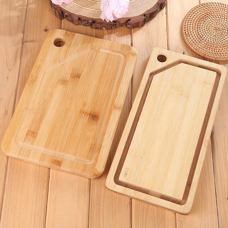 Nanzhu household kitchen vegetable cutting board, square bamboo and wood cutting board, travel grooved fruit cutting board, portable small cutting board pic 1