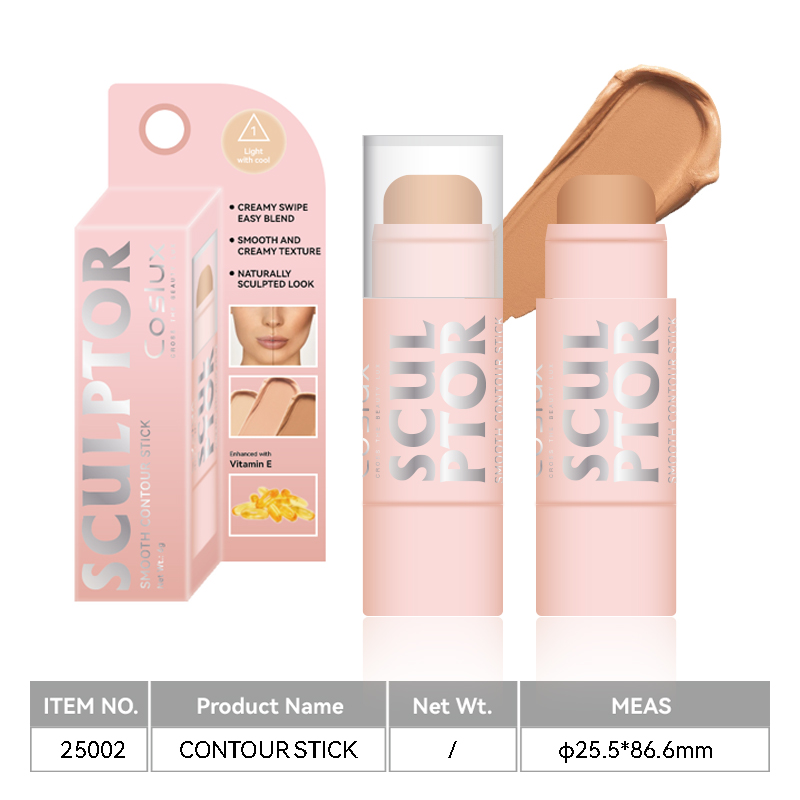 Contouring cream, contouring stick, facial beauty sculptor, smooth contour stick. Just a light sweep and it can be easily mixed. The texture is smooth, fine and natural for shaping. Rich in vitamin E for contouring