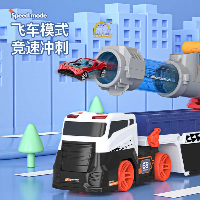 Cross-border children's urban projectile transport vehicle, boys' toy missile launch, deformed track storage, large truck Specification image