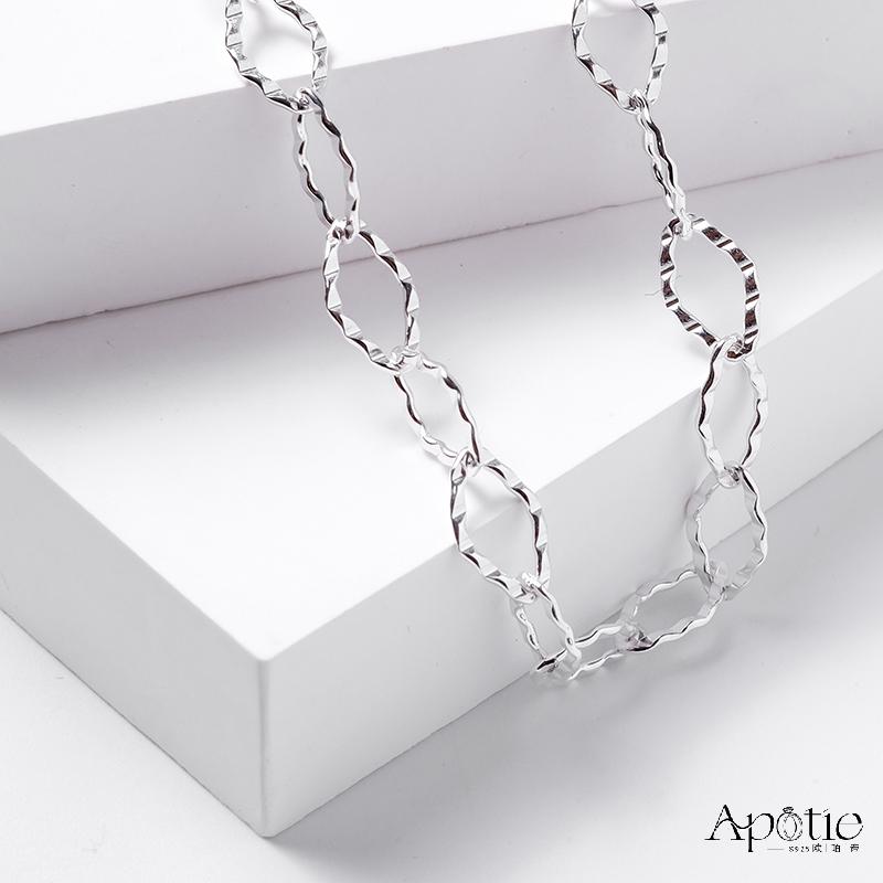 APOTIE sterling Silver rhombic corrugated necklace Specification image