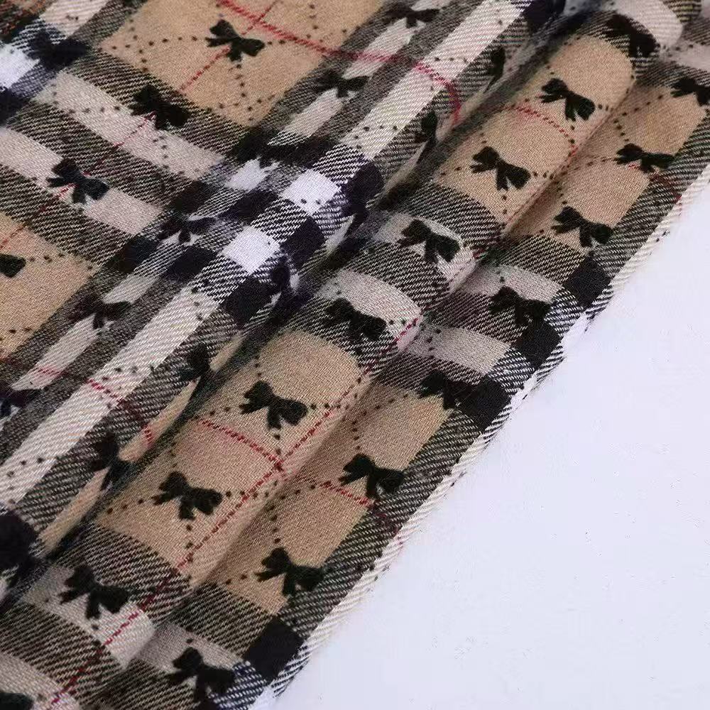 格纹蝴蝶结布料复古时尚潮流服饰饰品箱包宠物用品面料