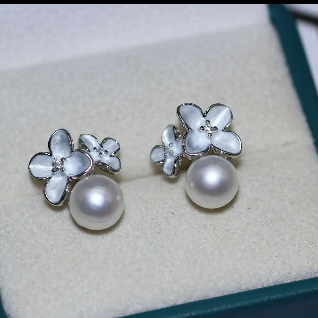 Natural perlas de agua dulce aretes orejeras artesanales gotas de aceite tamaño doble pétalos aretes de perlas collar de perlas collar de joyería detail image 5