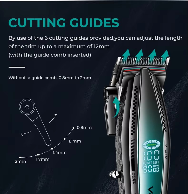 VGR270 LCD display oil head high-speed professional electric clipper USB with base charging hair salon home hair clipper pic 5