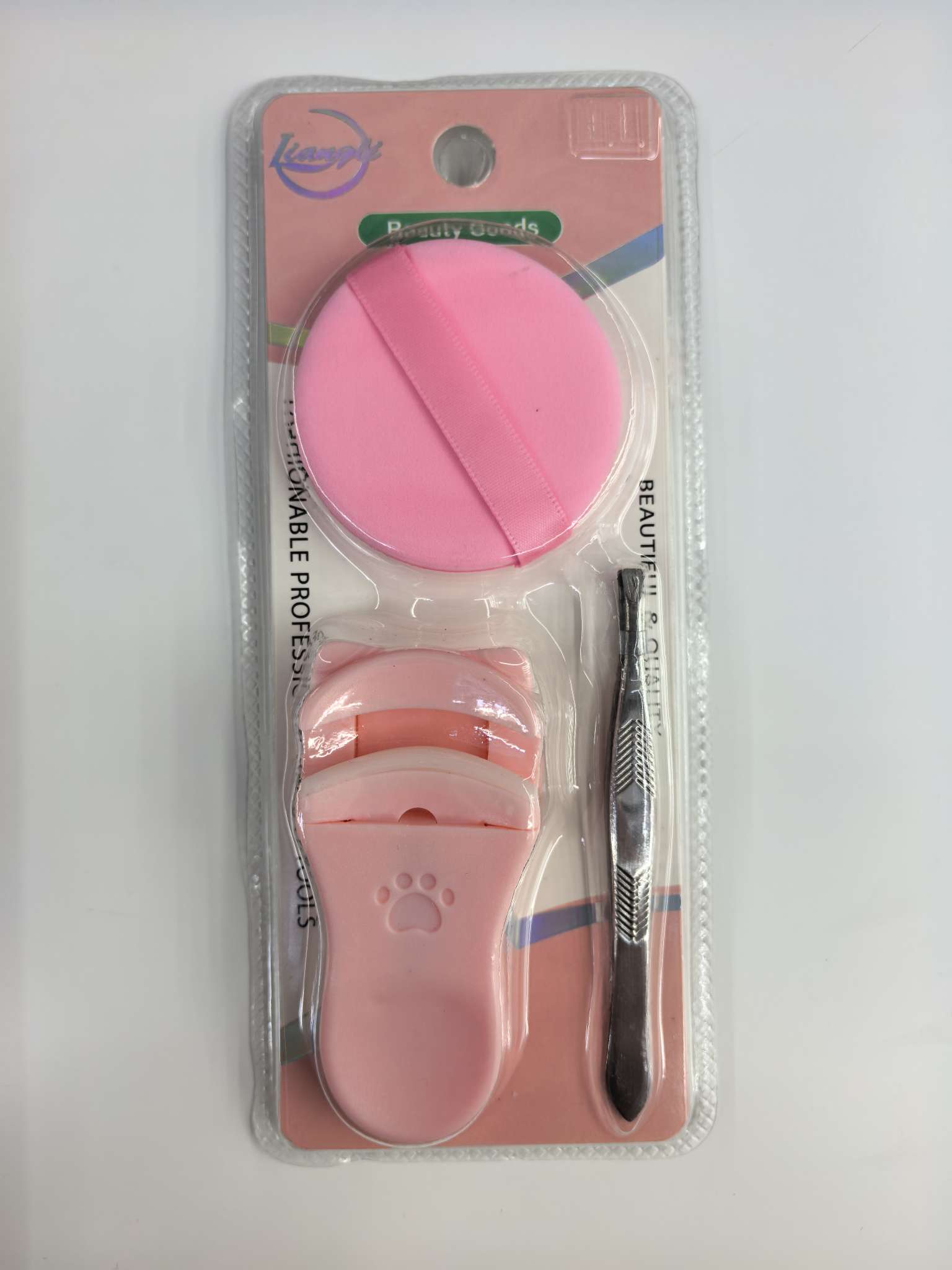 Cat paw eyelash curler, air cushion powder puff, stainless steel eyebrow curler Application Scenario